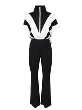 Drawstring Contrast Color Tops Sports Casual Two Piece